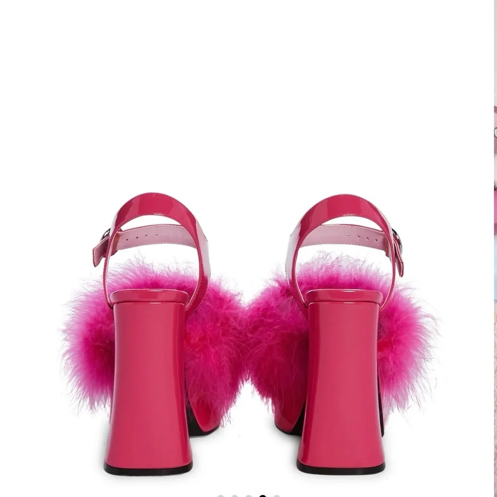 Dolls kill BLUSHIN' N' CRUSHIN' MARABOU HEELS - HOT PINK sz 9 New